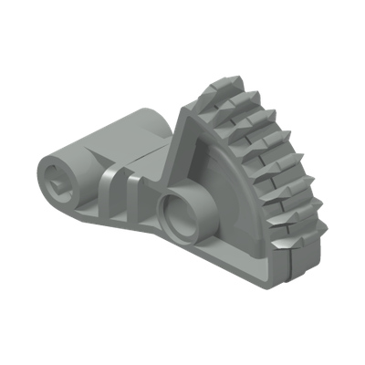 Technic, Arm 2 x 5 with 1/4 Gear 8 Tooth Double Bevel · LEGO 4162072 (réf. BrickLink 41667) · Couleur BrickLink : Light Gray