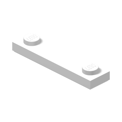 PLATE 1X4, W/ 2 KNOBS, NO. 2 · White (réf. BrickLink White)