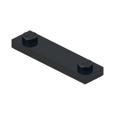 PLATE 1X4, W/ 2 KNOBS, NO. 2 · Black (réf. BrickLink Black)
