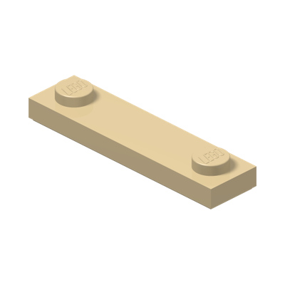 PLATE 1X4, W/ 2 KNOBS, NO. 2 · Brick Yellow (réf. BrickLink Tan)