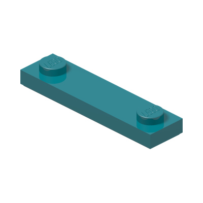 PLATE 1X4, W/ 2 KNOBS, NO. 2 · Bright Bluish Green (réf. BrickLink Dark Turquoise)