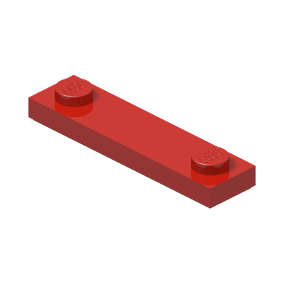 PLATE 1X4, W/ 2 KNOBS, NO. 2 · Bright Red (réf. BrickLink Red)