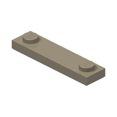 PLATE 1X4, W/ 2 KNOBS, NO. 2 · Sand Yellow (réf. BrickLink Dark Tan)