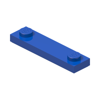 PLATE 1X4, W/ 2 KNOBS, NO. 2 · Bright Blue (réf. BrickLink Blue)