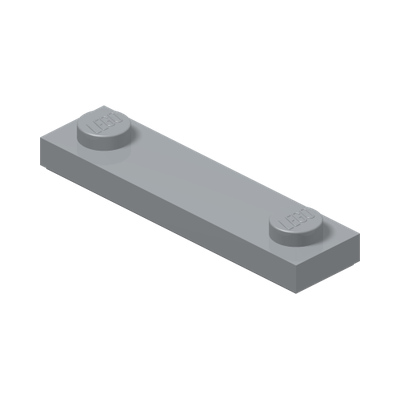 PLATE 1X4, W/ 2 KNOBS, NO. 2 · Medium Stone Grey (réf. BrickLink Light Bluish Gray)
