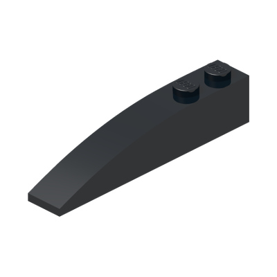 RIGHT SHELL 2X6 W/ BOW W/ ANGLE · Black (réf. BrickLink Black)