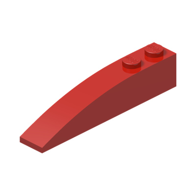 RIGHT SHELL 2X6 W/ BOW W/ ANGLE · LEGO 6501131 (réf. BrickLink 41747) · Bright Red (réf. BrickLink Red)