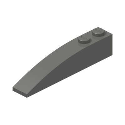 RIGHT SHELL 2X6 W/ BOW W/ ANGLE · Dark Stone Grey (réf. BrickLink Dark Bluish Gray)