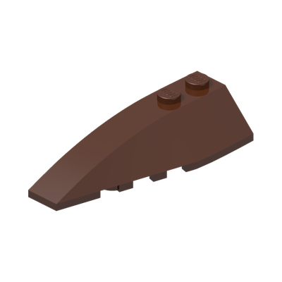LEFT SHELL 2X6, W/ BOW AND ANGLE · Reddish Brown (réf. BrickLink Reddish Brown)