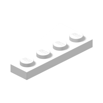 RIGHT PLATE 2X4 W/ANGLE · LEGO 4160857 (réf. BrickLink 41769) · White (réf. BrickLink White)