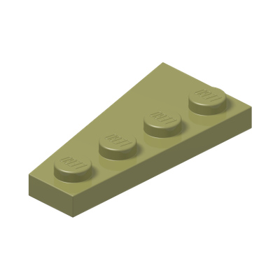 RIGHT PLATE 2X4 W/ANGLE · Olive Green (réf. BrickLink Olive Green)