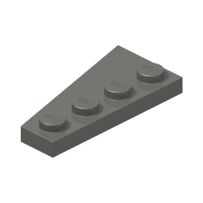 RIGHT PLATE 2X4 W/ANGLE · Dark Stone Grey (réf. BrickLink Dark Bluish Gray)