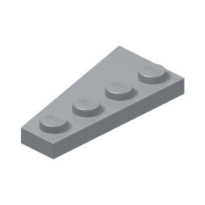 RIGHT PLATE 2X4 W/ANGLE · Medium Stone Grey (réf. BrickLink Light Bluish Gray)