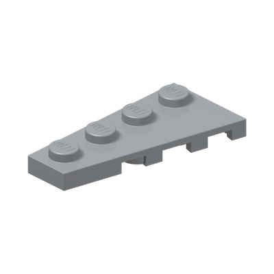 LEFT PLATE 2X4 W/ANGLE · Medium Stone Grey (réf. BrickLink Light Bluish Gray)