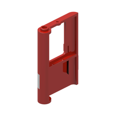Door 1 x 4 x 5 Train Right, Thin Support at Bottom with White Stripe Pattern · Réf. BrickLink 4182p03 · Couleur BrickLink : Red