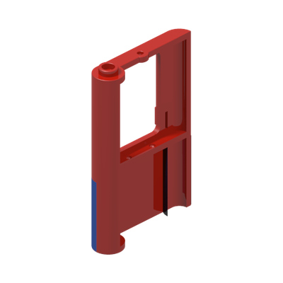 Door 1 x 4 x 5 Train Right, Thin Support at Bottom with Blue Bottom Half Pattern · Réf. BrickLink 4182p05 · Couleur BrickLink : Red