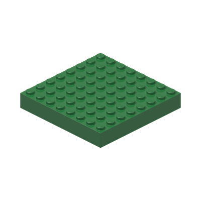 Brick 8 x 8 · Réf. BrickLink 4201 · Dark Green (réf. BrickLink Green)
