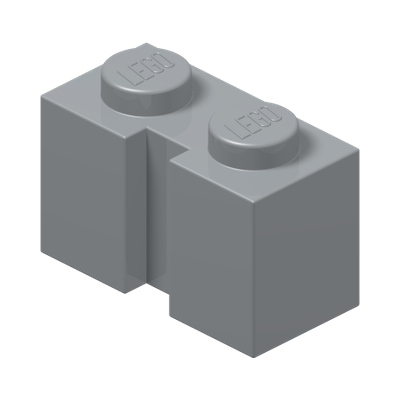 BRICK 1X2 W. GROOVE · Medium Stone Grey (réf. BrickLink Light Bluish Gray)