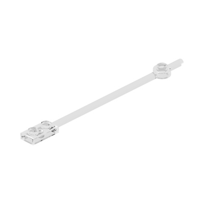 PLATE 1X2 W/ SHAFT 12M · Transparent (réf. BrickLink Trans-Clear)