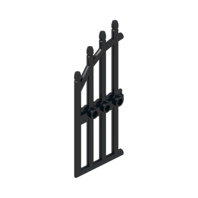 Door 1 x 4 x 9 Arched Gate with Bars and Three Studs · LEGO 4169414 (réf. BrickLink 42448) · Couleur BrickLink : Black