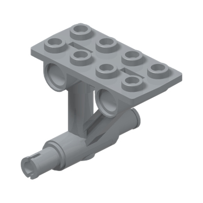 Plate, Modified 2 x 4 Thin with Bottom Struts to Pins · LEGO 4211755 (réf. BrickLink 42608) · Couleur BrickLink : Light Bluish Gray