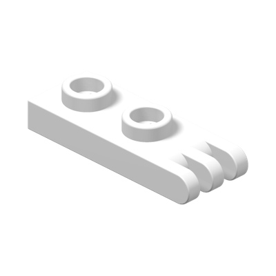 Hinge Plate 1 x 2 with 3 Fingers on End - Hollow Studs · LEGO 427501 (réf. BrickLink 4275b) · Couleur BrickLink : White