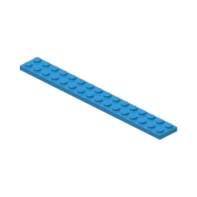 PLATE 2X16 · Dark Azur (réf. BrickLink Dark Azure)