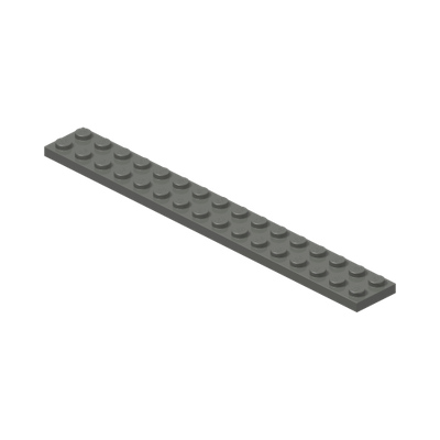PLATE 2X16 · Dark Stone Grey (réf. BrickLink Dark Bluish Gray)