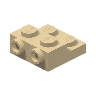 PLATE 2X2X2/3 W/ 2. HOR. KNOB · Brick Yellow (réf. BrickLink Tan)