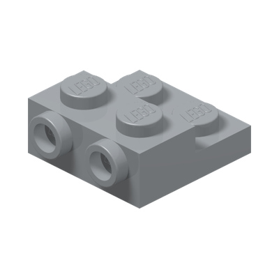 PLATE 2X2X2/3 W/ 2. HOR. KNOB · Medium Stone Grey (réf. BrickLink Light Bluish Gray)