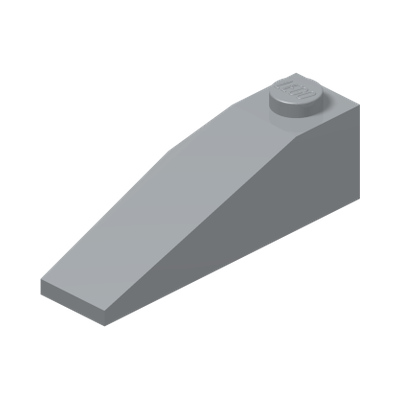 RIGHT ROOF TILE 2X4 W/ANGLE · Medium Stone Grey (réf. BrickLink Light Bluish Gray)