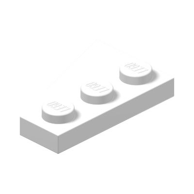 RIGHT PLATE 2X3 W/ANGLE · LEGO 4179874 (réf. BrickLink 43722) · White (réf. BrickLink White)