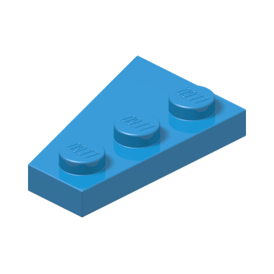 Wedge, Plate 3 x 2 Right · Dark Azur (réf. BrickLink Dark Azure)