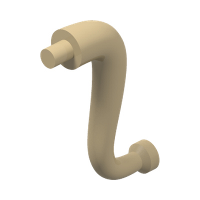 Elephant Tail / Trunk with Bar End - Short Curved Tip · LEGO 4183248 (réf. BrickLink 43892) · Couleur BrickLink : Tan