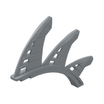 Bionicle Rahkshi Back Blade, 3 Thick Bladed Fins (Lerahk) · Réf. BrickLink 44144 · Couleur BrickLink : Pearl Light Gray