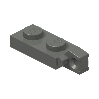 PLATE 1X2 W/STUB VERTICAL/END · Dark Stone Grey (réf. BrickLink Dark Bluish Gray)