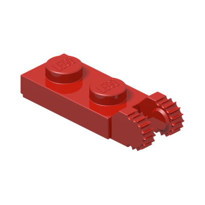 PLATE 1X2 W/FORK/VERTICAL/END · Bright Red (réf. BrickLink Red)