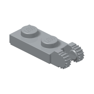 PLATE 1X2 W/FORK/VERTICAL/END · Medium Stone Grey (réf. BrickLink Light Bluish Gray)