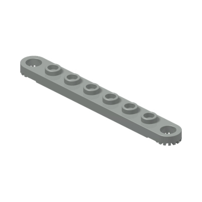 Technic, Plate 1 x 8 with Toothed Ends · LEGO 444252 (réf. BrickLink 4442) · Couleur BrickLink : Light Gray