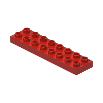 Duplo, Plate 2 x 8 · LEGO 4541332 (réf. BrickLink 44524) · Couleur BrickLink : Red