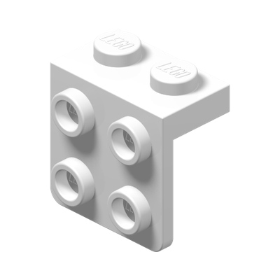 ANGLE PLATE 1X2 / 2X2 · LEGO 6117940 (réf. BrickLink 44728) · White (réf. BrickLink White)