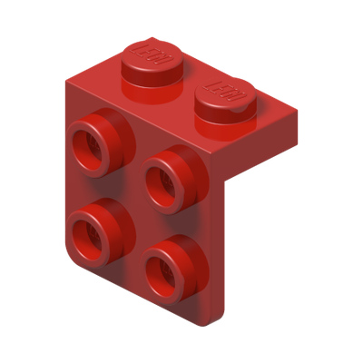 ANGLE PLATE 1X2 / 2X2 · Bright Red (réf. BrickLink Red)