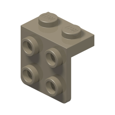 ANGLE PLATE 1X2 / 2X2 · Sand Yellow (réf. BrickLink Dark Tan)