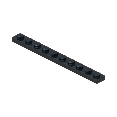 PLATE 1X10 · Black (réf. BrickLink Black)