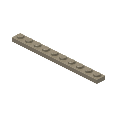 PLATE 1X10 · Sand Yellow (réf. BrickLink Dark Tan)