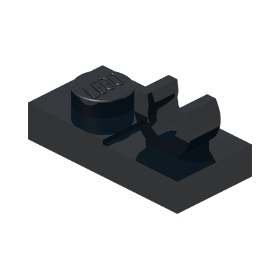 PLATE 1X2 W. VERTICAL GRIP · Black (réf. BrickLink Black)