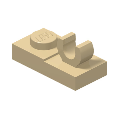 Plate, Modified 1 x 2 with Open O Clip on Top · Réf. BrickLink 44861 · Couleur BrickLink : Tan