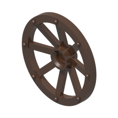 Wheel Wagon Large 33mm D., Hole Round for Wheels Holder Pin · LEGO 448925 (réf. BrickLink 4489a) · Couleur BrickLink : Brown