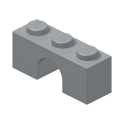 BRICK W. BOW 1X3 · Medium Stone Grey (réf. BrickLink Light Bluish Gray)