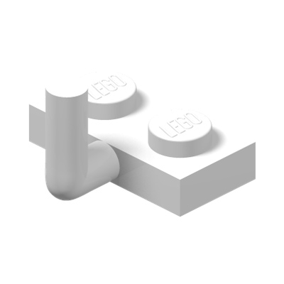 PLATE 1X2 W. VERTICAL SCHAFT · LEGO 6261349 (réf. BrickLink 4623b) · White (réf. BrickLink White)
